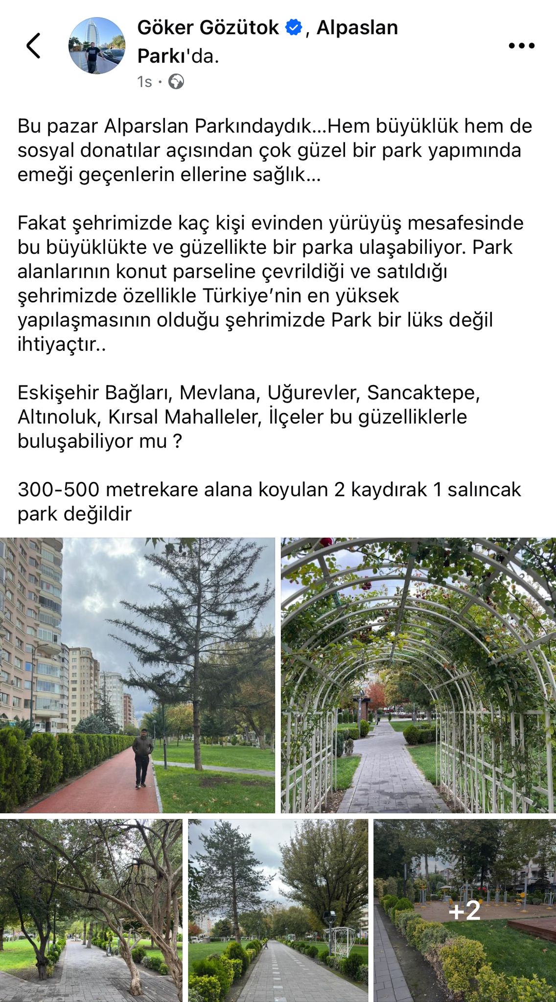 İYİ Partili Gözütok, “Şehrimizde park, lüks değil ihtiyaçtır”